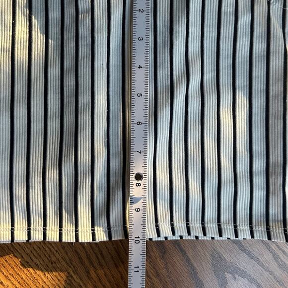 Rare Editions Y2K White Black Strip Ruffled Straps  Gold Button Crop Top - Picture 7 of 7